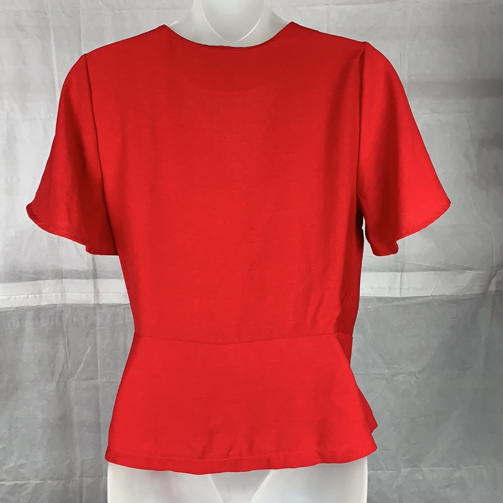Urban Romantics Red Wrap V-Neck Top - 368 - Picture 6 of 9